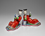 Reclining Ladies (a pair), Porcelain, China